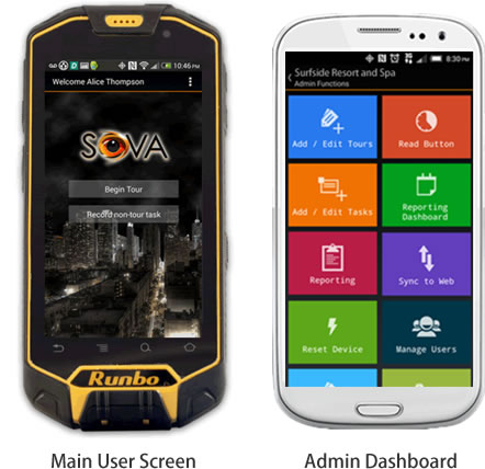 mobile-device with sova admin and user screens